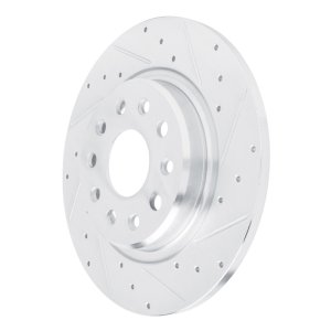 Jeep Grand Cherokee Brake Rotor (1) - Rear Right - R1 Concepts - Drilled & Slotted - Silver - `22-`25